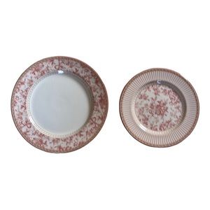 Royal Doulton Provence Fine China Dinner and Salad Plates Vintage Rouge Pink